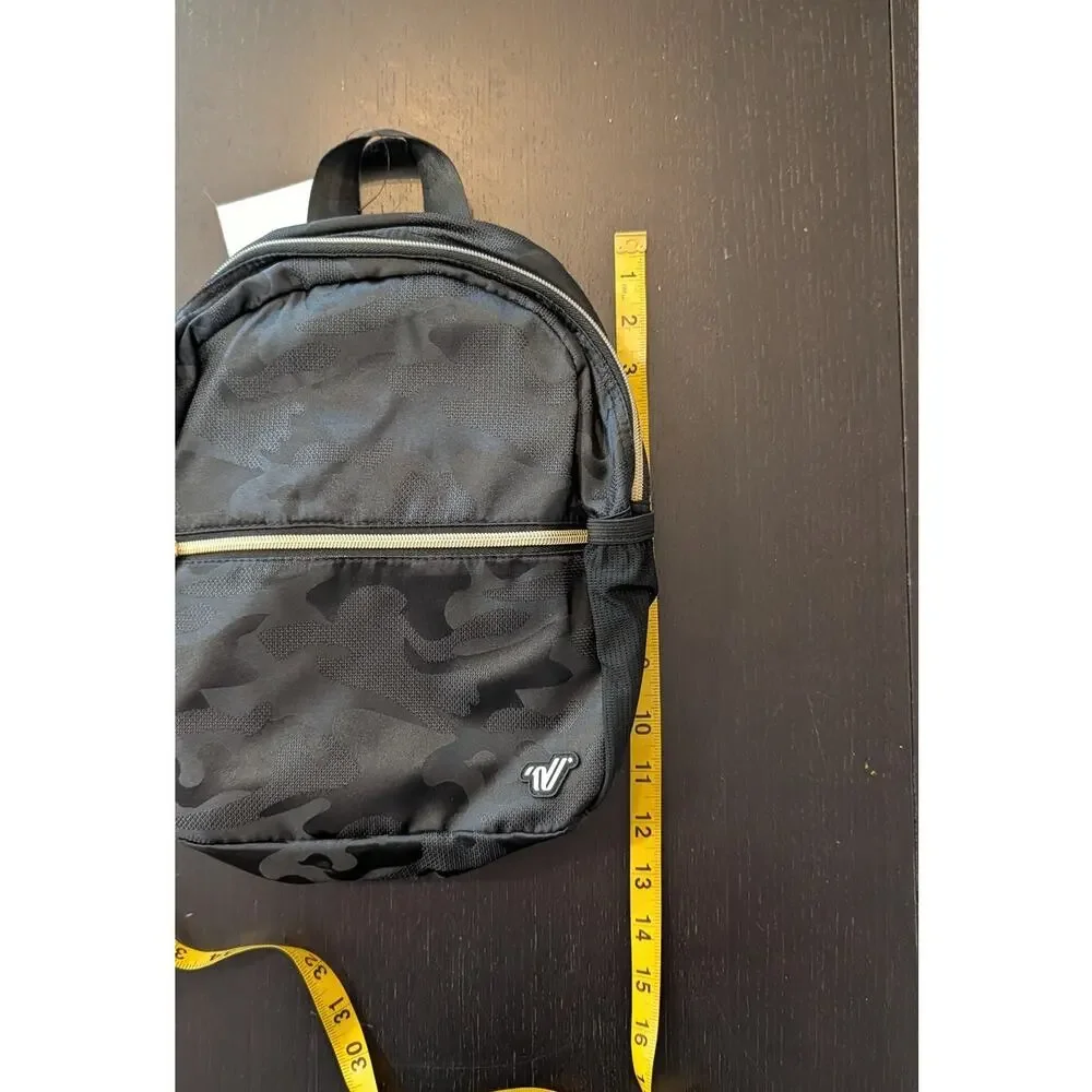 NEW Varsity Spirit Mini Backpack Black Camo Gold Zip Travel Bag